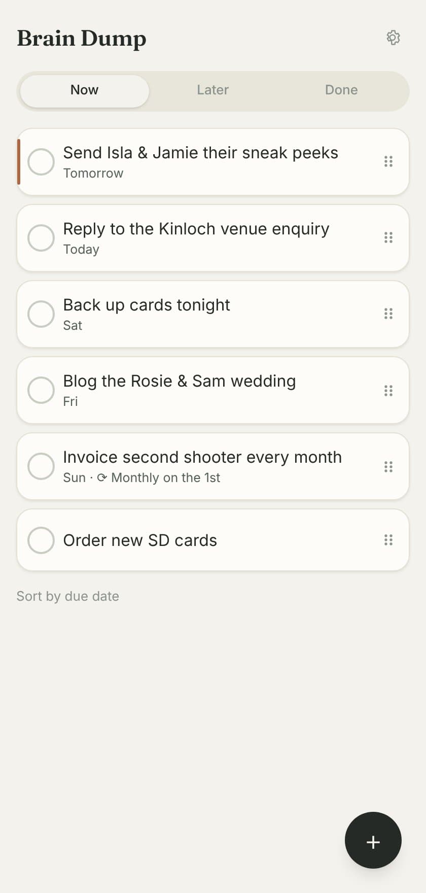 Brain Dump, Talk your to-do list empty.