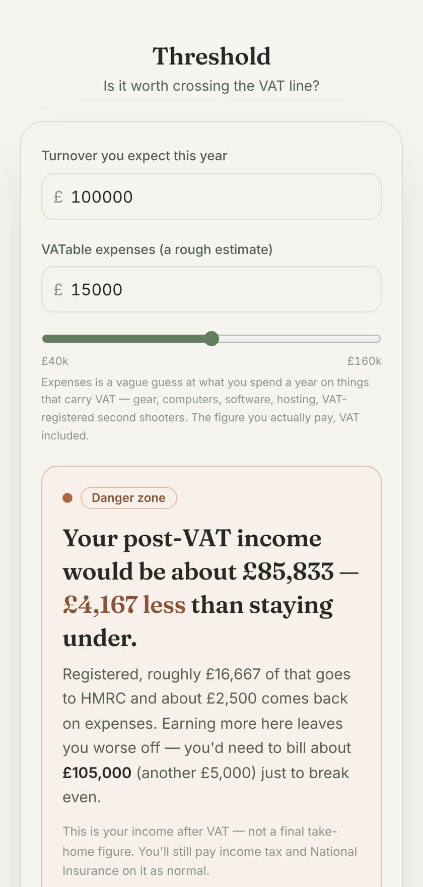 Threshold, Is it worth crossing the VAT line?
